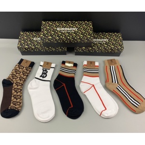 $35.00,Burberry Logo Cotton Socks Set 5 Pairs # 233507