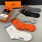 Hermes Logo Cotton Socks Set 5 Pairs # 233506, cheap Socks