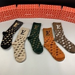 Louis Vuitton Logo Cotton Socks Set 5 Pairs # 233508, cheap Socks