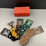 Louis Vuitton Logo Cotton Socks Set 5 Pairs # 233509, cheap Socks