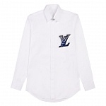 Louis Vuitton Logo Embellished Long Sleeve Shirts For Men # 243283, cheap Louis Vuitton Shirts