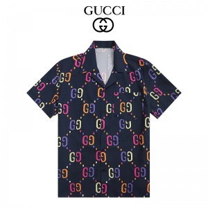 $32.00,Gucci Multi Color GG Print Camp Collar Short Sleeve Shirt For Men # 257634