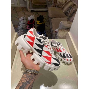 $95.00,Prada Grahpic Print Tread Lug Sole Lace Up Sneaker Unisex in 259304