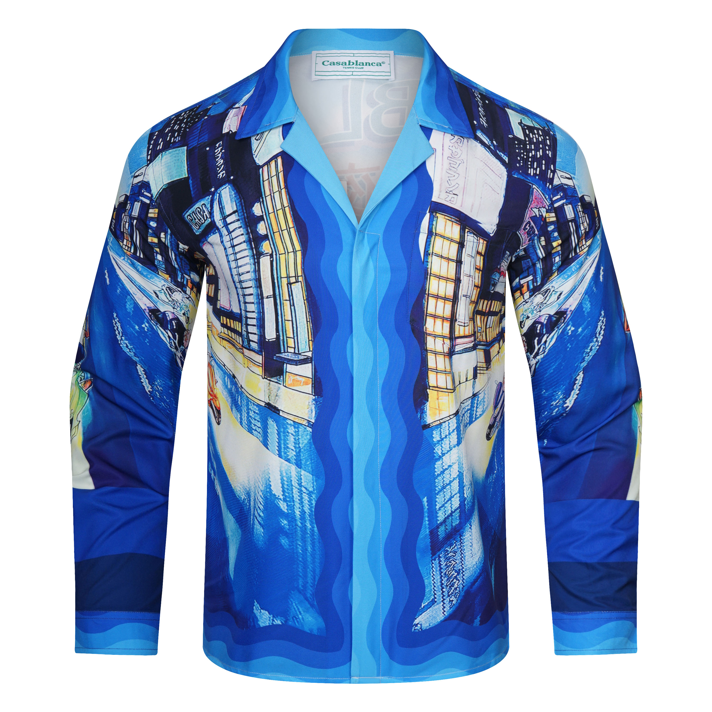 Casablanca Cuban Collar Tokyo Nights Long Sleeve Shirt # 257591