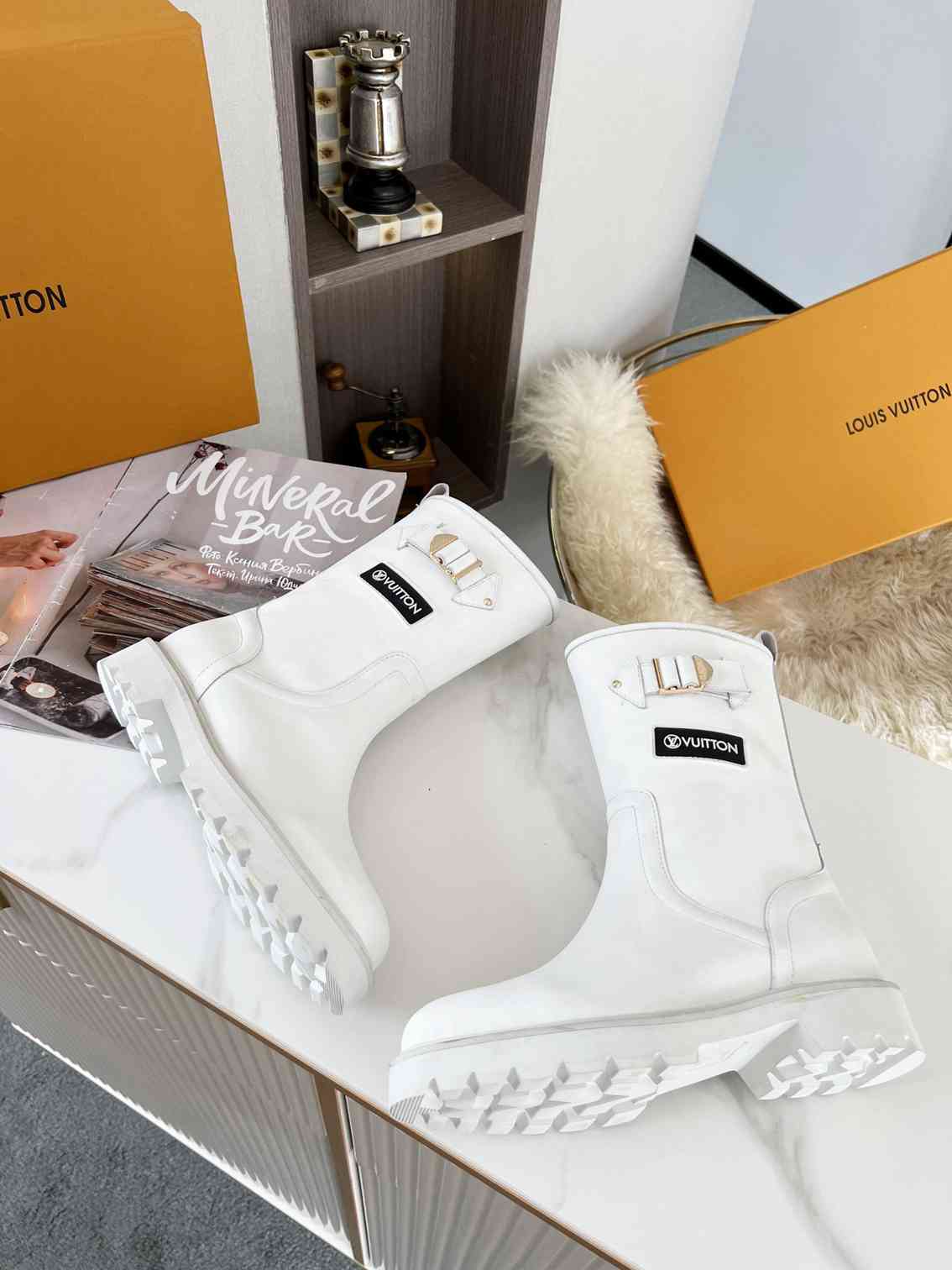 Louis Vuitton Tag Embelllished Territory flat half boot For Women in 257724, cheap Louis Vuitton Boots, only $85!