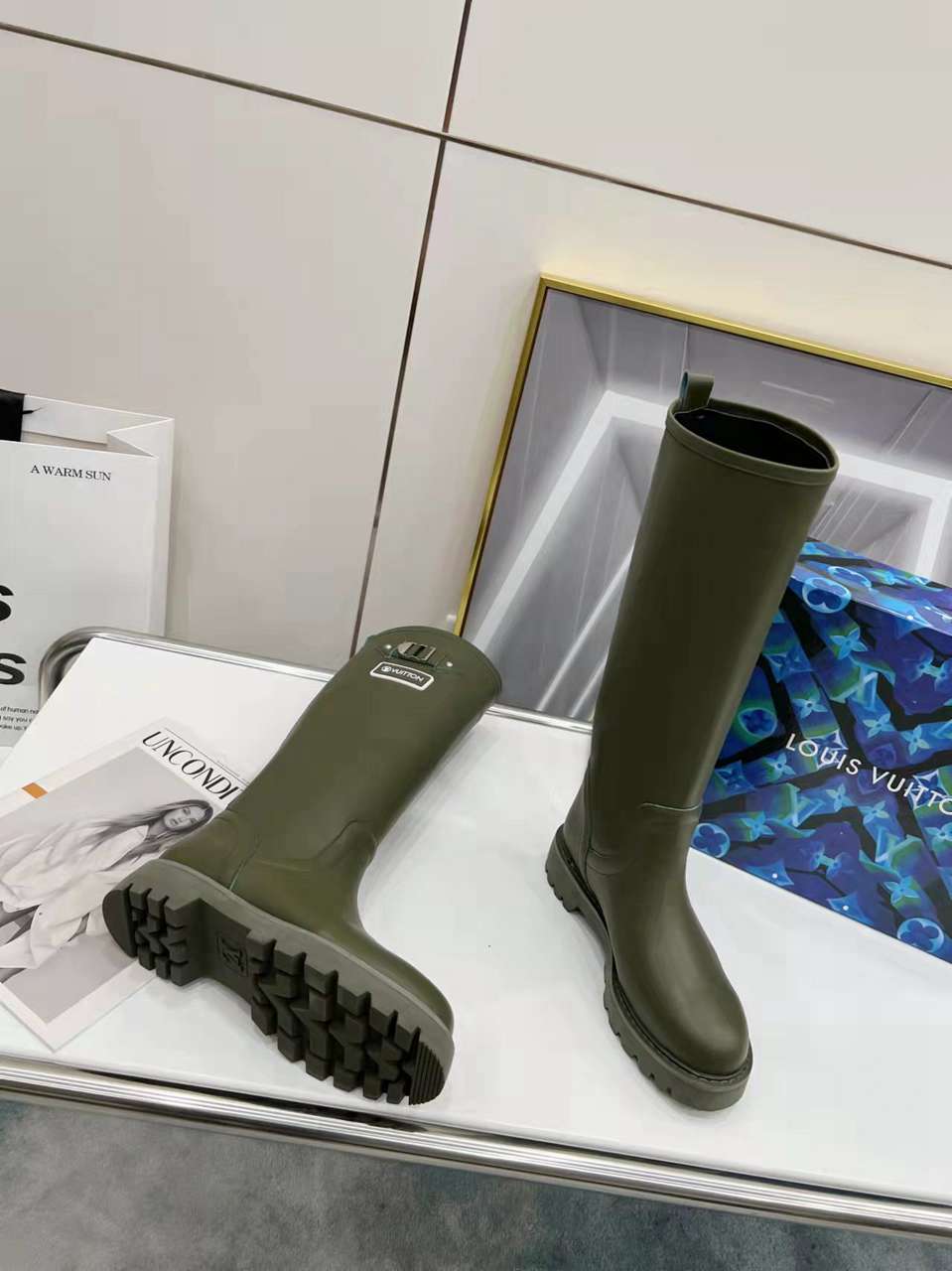 Louis Vuitton Tag Embelllished Territory flat long boot For Women in 257726, cheap Louis Vuitton Boots, only $95!