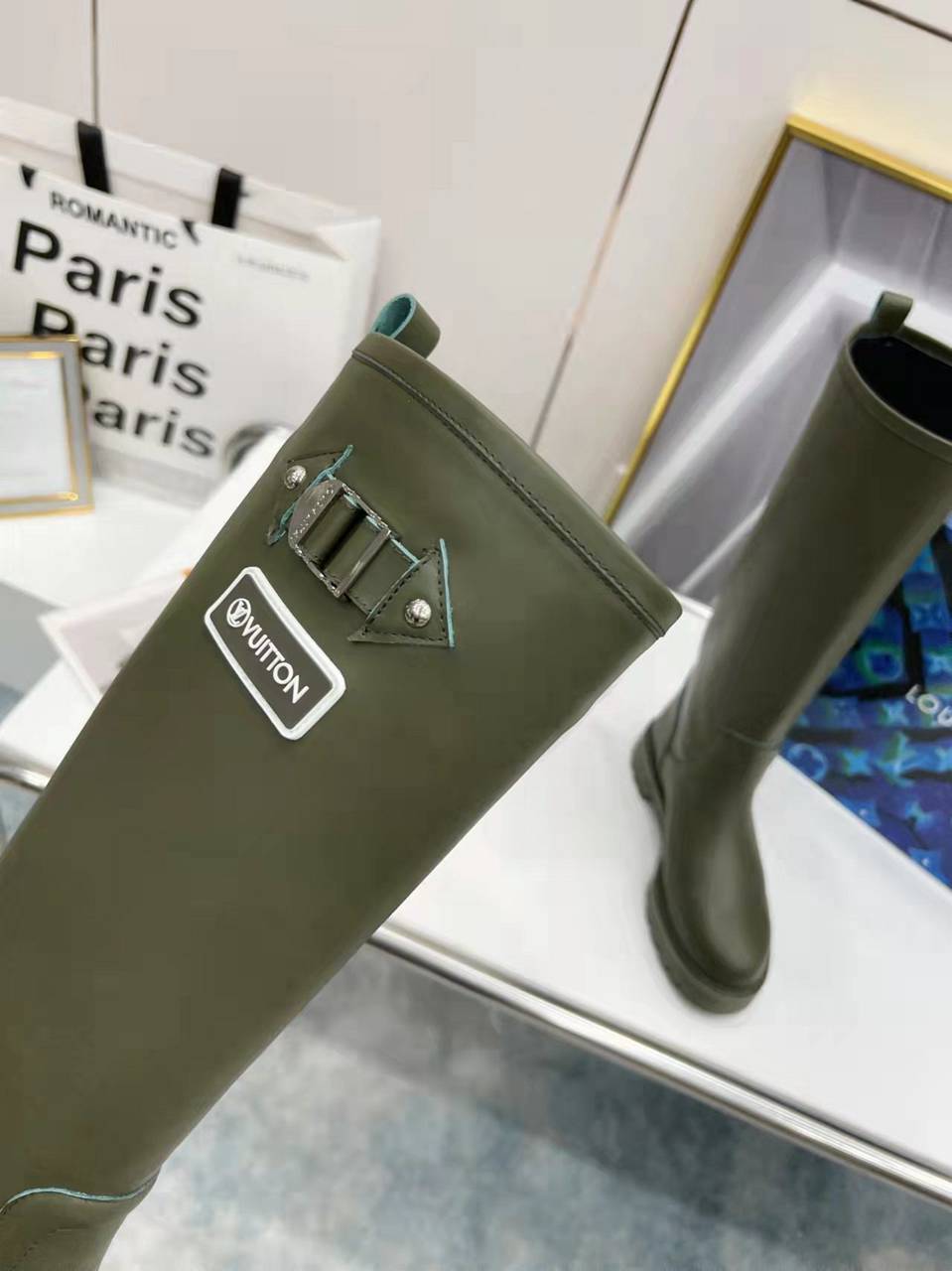Louis Vuitton Tag Embelllished Territory flat long boot For Women in 257726, cheap Louis Vuitton Boots, only $95!