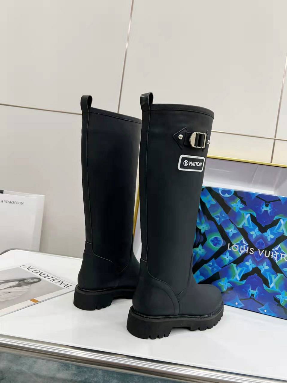 Louis Vuitton Tag Embelllished Territory flat long boot For Women in 257728, cheap Louis Vuitton Boots, only $85!