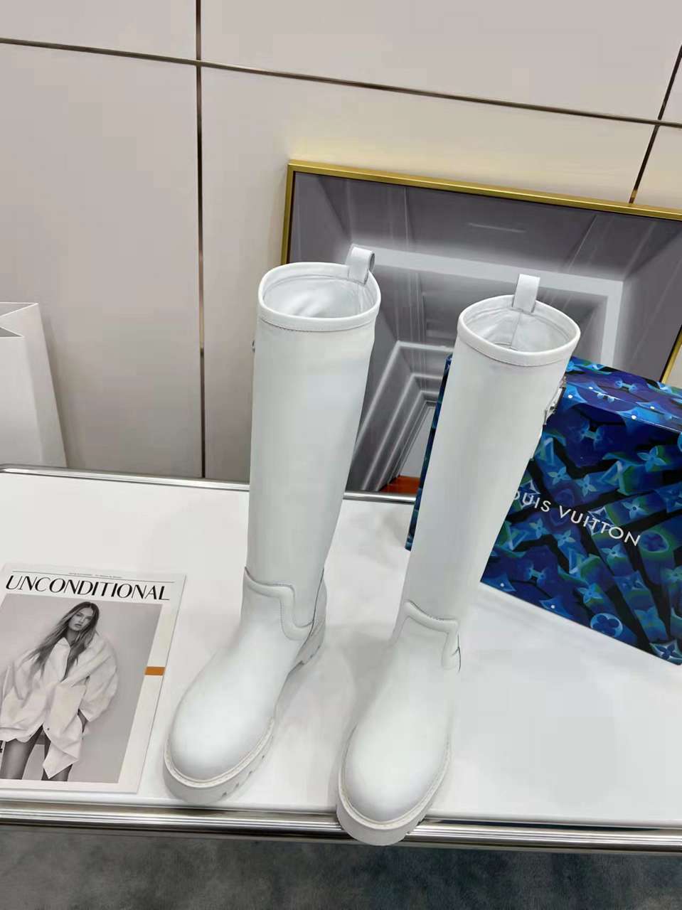 Louis Vuitton Tag Embelllished Territory flat long boot For Women in 257729, cheap Louis Vuitton Boots, only $85!