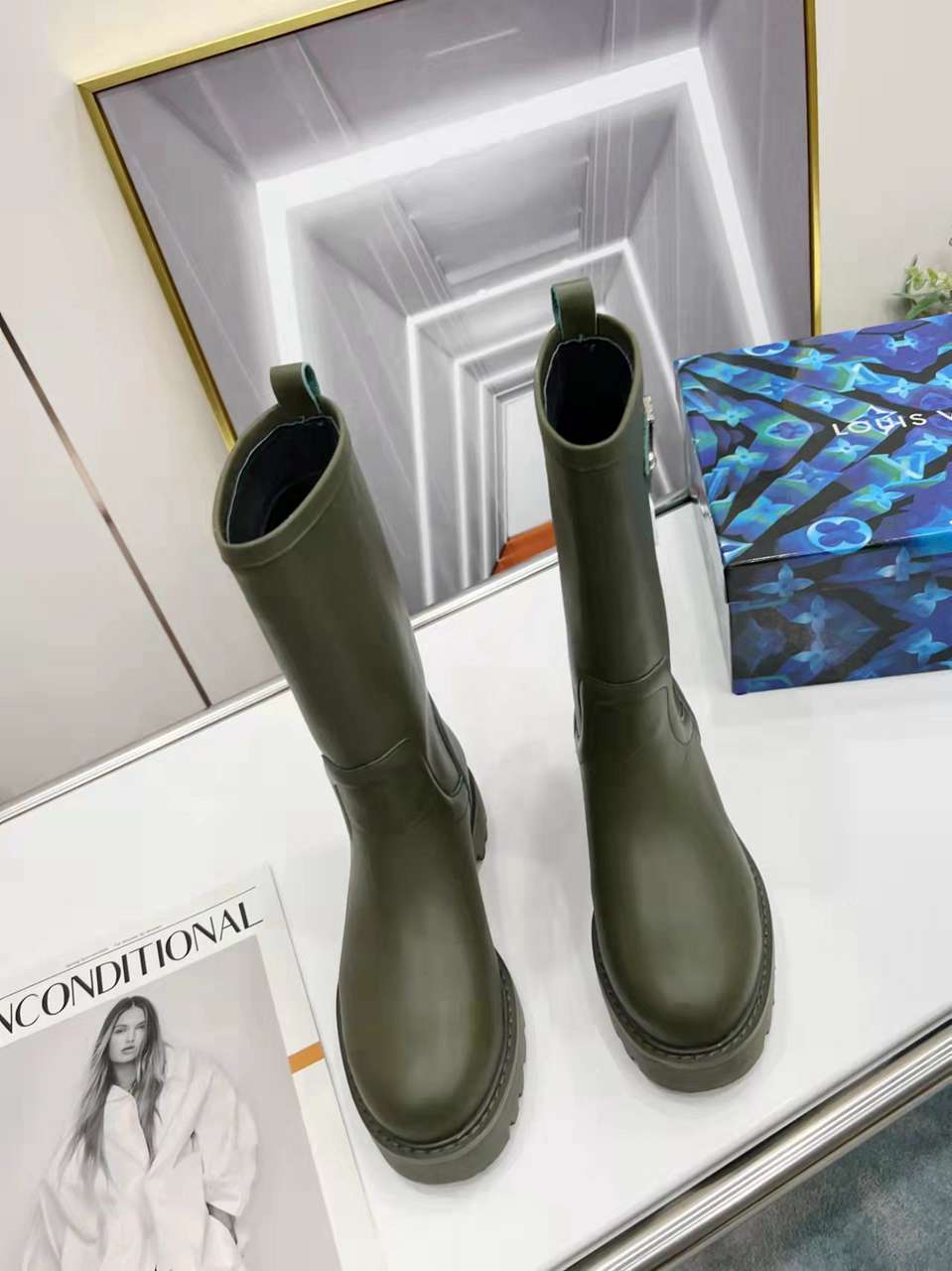 Louis Vuitton Tag Embelllished Territory flat half boot For Women in 257730, cheap Louis Vuitton Boots, only $85!