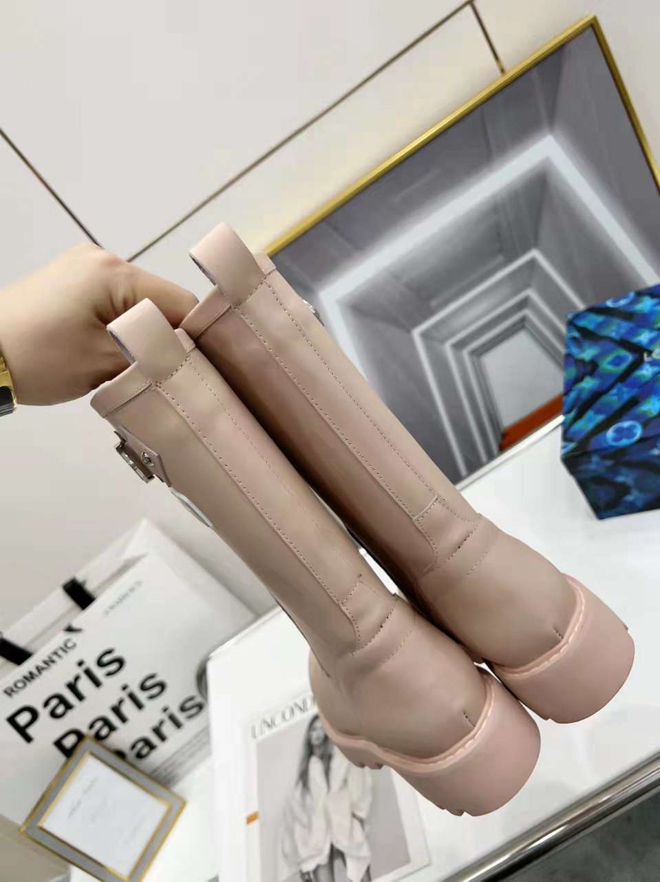 Louis Vuitton Tag Embelllished Territory flat half boot For Women in 257731, cheap Louis Vuitton Boots, only $85!