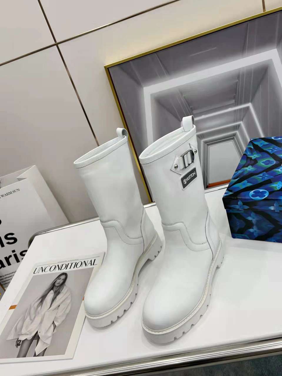 Louis Vuitton Tag Embelllished Territory flat half boot For Women in 257732, cheap Louis Vuitton Boots, only $85!