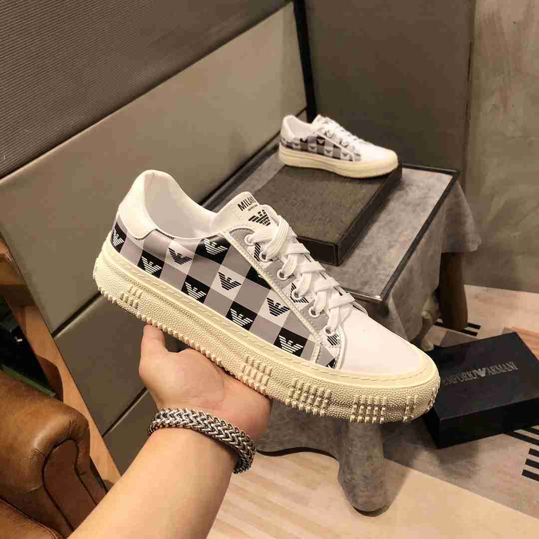 Armani Logo Print Low Top Lace Up Sneaker For Men in 259163