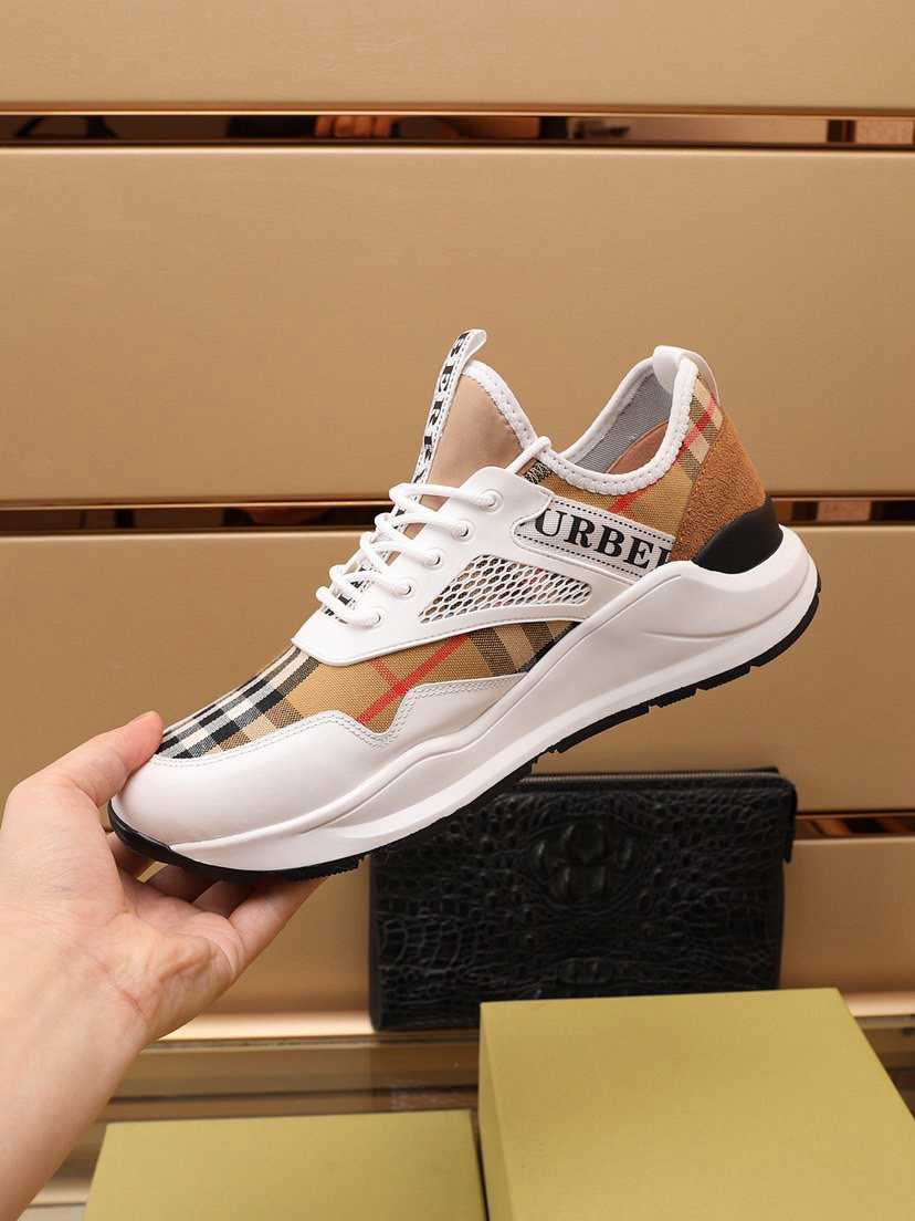 Burberry Checked Canvas Multi Panel Lace Up Low Top Sneaker For Men in 259280