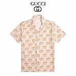 Gucci Trefoil Logo print Camp Collar Short Sleeve Shirt For Men # 257635