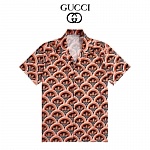 Gucci Interlocking GG Logo Trefoil print Camp Collar Short Sleeve Shirt For Men # 257638