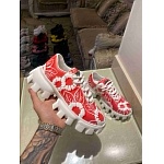 Prada Floral Print Tread Lug Sole Lace Up Sneaker Unisex in 259303, cheap Prada Women