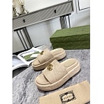 Gucci Quilted embroidered faux leather platform slides For Women # 264894, cheap Gucci Slippers