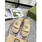 Gucci Quilted embroidered faux leather platform slides For Women # 264894, cheap Gucci Slippers