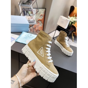 $92.00,Prada Double Heel High Top Platform Sneakers For Women # 265316