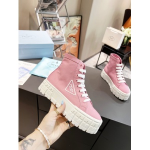 $92.00,Prada Double Heel High Top Platform Sneakers For Women # 265318