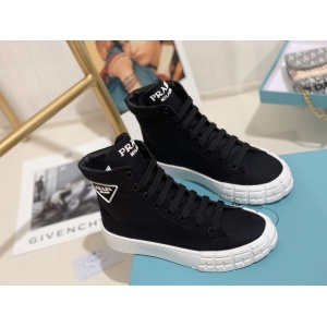 $89.00,Prada ridged sole Canvas High top Sneaker For Women # 265344