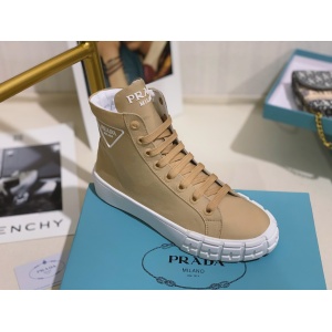 $89.00,Prada ridged sole Canvas High top Sneaker For Women # 265345