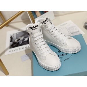 $89.00,Prada ridged sole Canvas High top Sneaker For Women # 265346