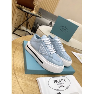 $92.00,Prada Thick Sole triangular logo plaque Sneaker For Women # 265354