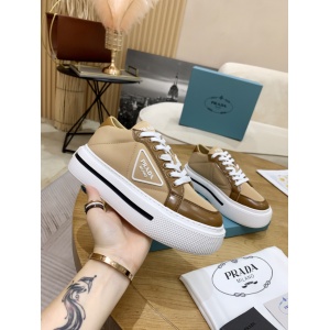 $92.00,Prada Thick Sole triangular logo plaque Sneaker For Women # 265357