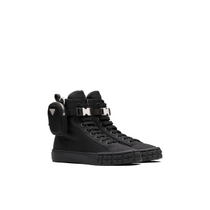 $92.00,Prada Wheel Re-Nylon high-top sneakers Unisex # 265370