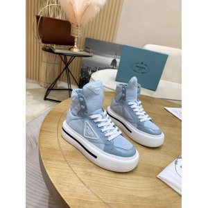 $92.00,Prada high top lace up sneakers sneakers For Women # 265374