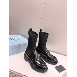$92.00,Prada Stretch knit Loafer Boots For Women # 265377
