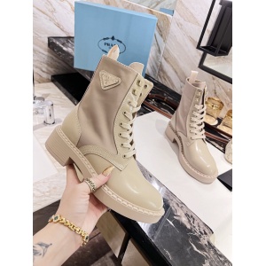 $98.00,Prada Brushed leather and Re Nylon boots For Women # 265380