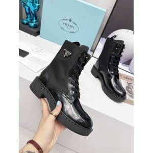 $98.00,Prada Brushed leather and Re Nylon boots For Women # 265381