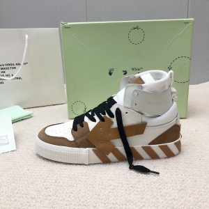 $92.00,Off White High Vulcanized Sneakers # 265431