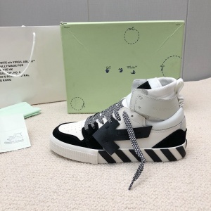 $92.00,Off White High Vulcanized Sneakers # 265432
