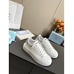 Prada Plain Leather Low Top Sneakers For Women # 265325, cheap Prada Women