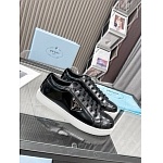 Prada Enameled metal triangle logo Brushed Leather Low Top Sneaker Unisex # 265330