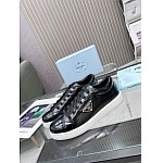 Prada Enameled metal triangle logo Brushed Leather Low Top Sneaker Unisex # 265330, cheap Prada Women