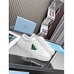 Prada Enameled metal triangle logo Brushed Leather Low Top Sneaker Unisex # 265333