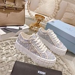 Prada double Heel triangular logo plaque tweed Sneaker For Women # 265340, cheap Prada Women
