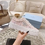 Prada double Heel triangular logo plaque tweed Sneaker For Women # 265343