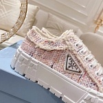 Prada double Heel triangular logo plaque tweed Sneaker For Women # 265343, cheap Prada Women