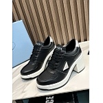 Prada Downtown high heeled leather sneakers For Women # 265365
