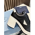 Prada Downtown high heeled leather sneakers For Women # 265365, cheap Prada Women