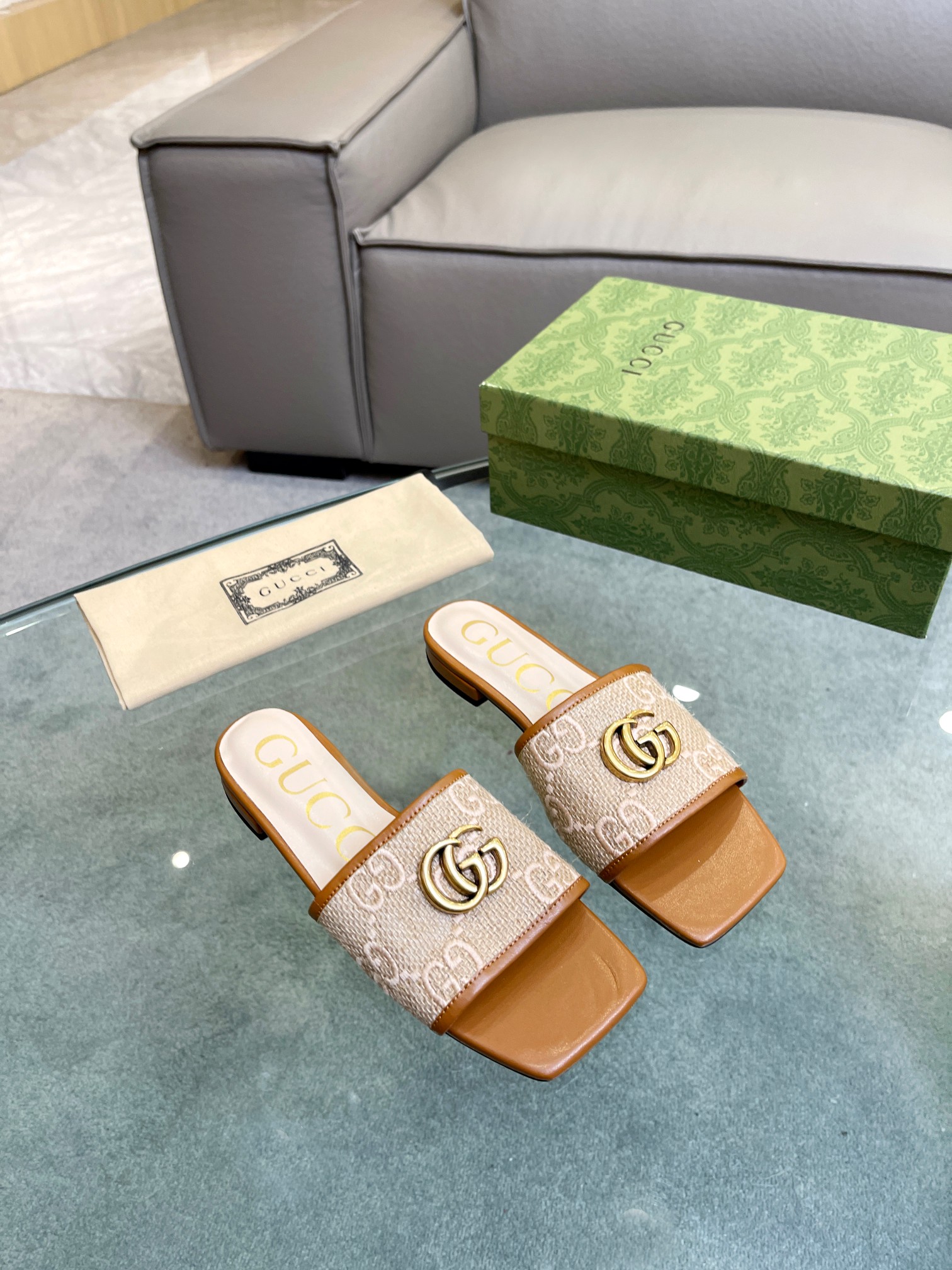 Gucci Double G crochet slides For Women # 268955
