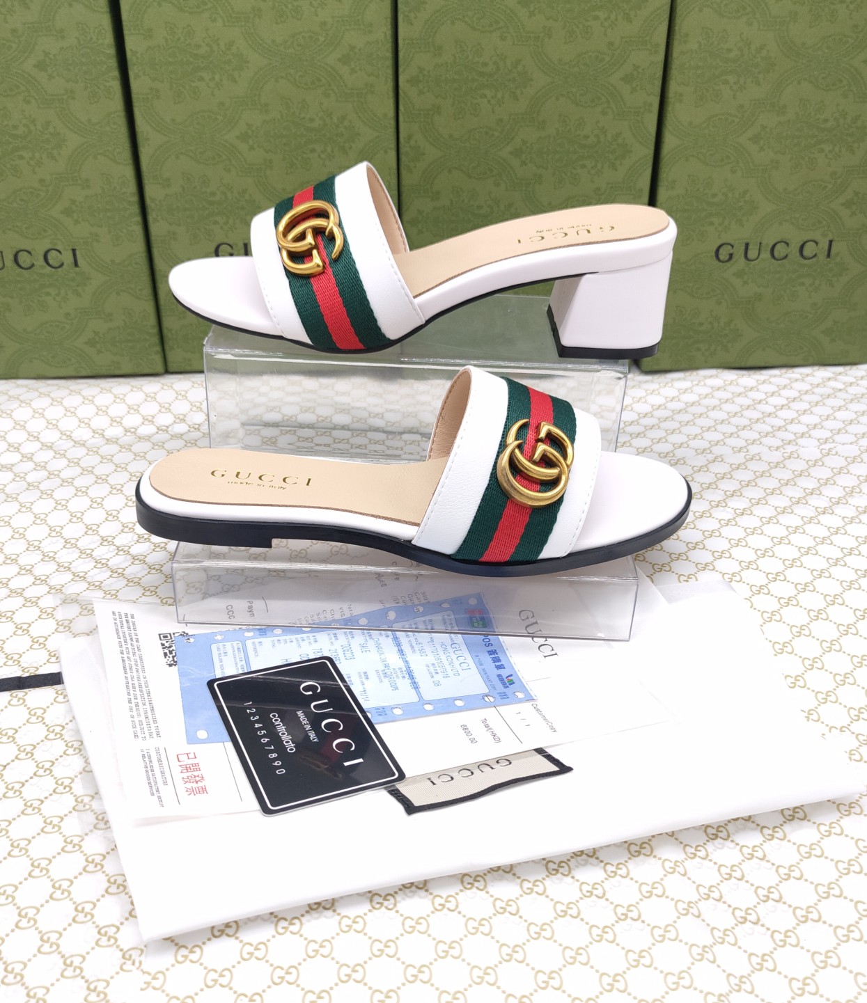 Gucci Interlocking G Stripe Slide For Women # 268975