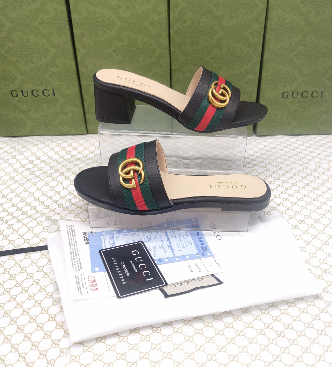 Gucci Interlocking G Stripe Slide For Women # 268976