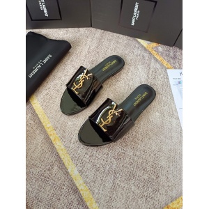 $55.00,YSL Patent Leather Logo Slides For Women # 271465